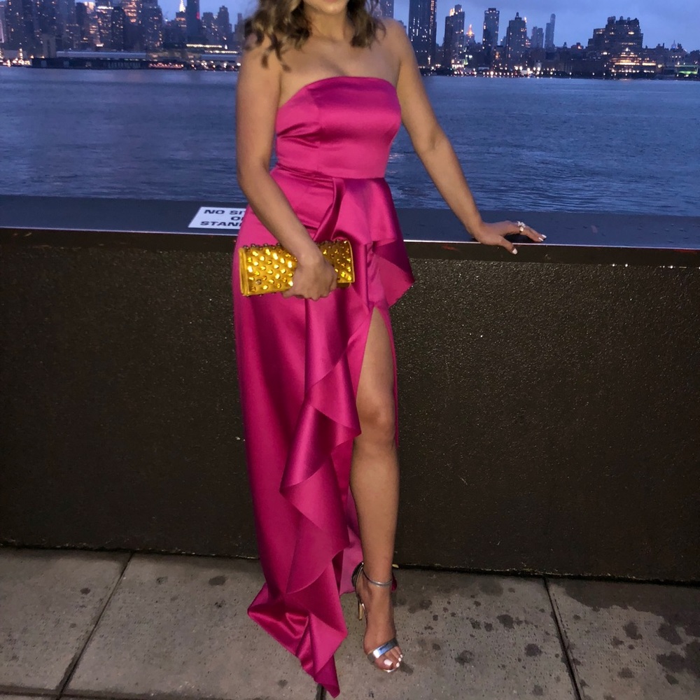 Bandeau ruffle maxi dress